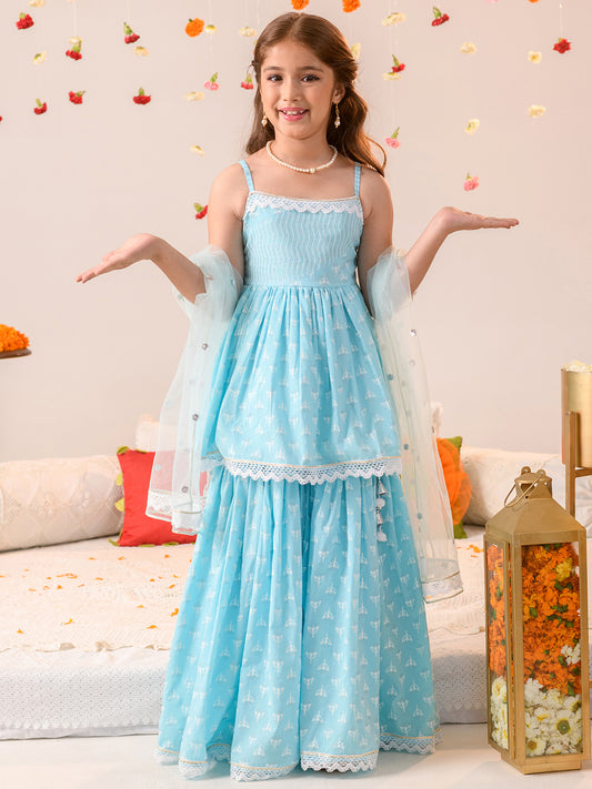 FALAK – SKY BLUE SHARARA SET