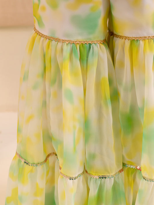 NAIRA - LIME YELLOW & GREEN SHARARA SET