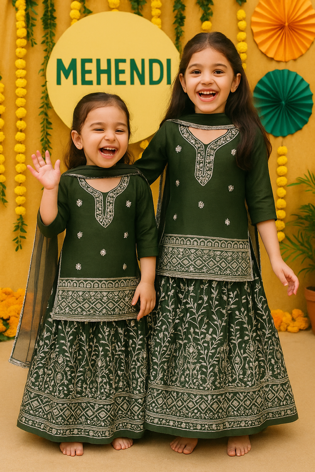 DIYA - GREEN LEHENGA SET