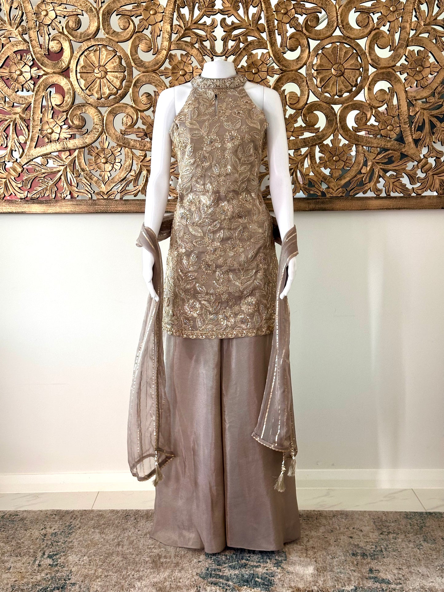 ZEENAT - GREY SHARARA SET