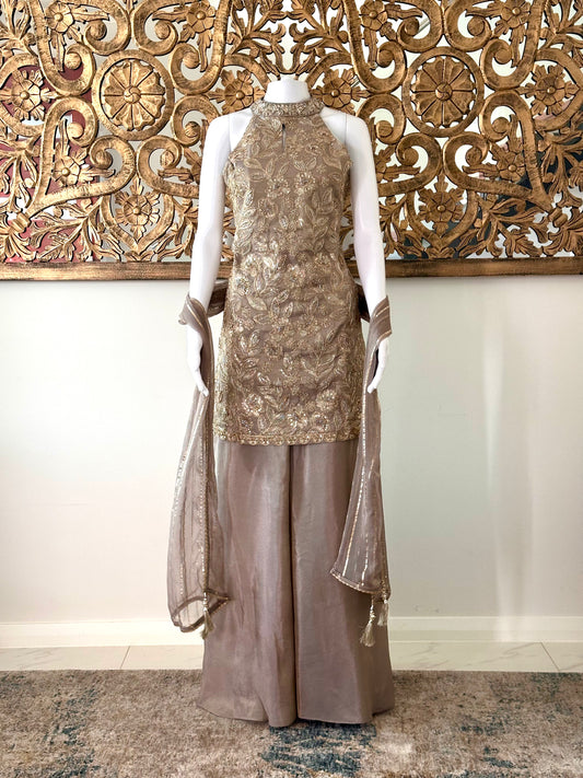 ZEENAT - GREY SHARARA SET