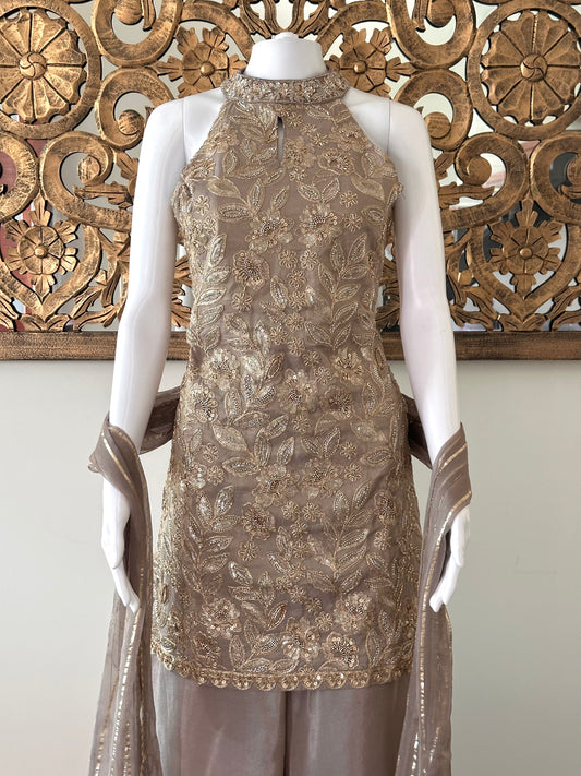 ZEENAT - GREY SHARARA SET