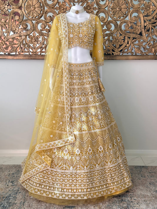 VASANTIKA YELLOW NET LEHENGA