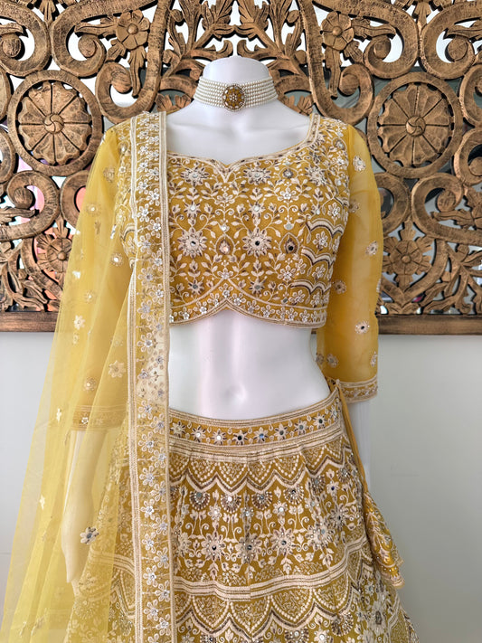 VASANTIKA YELLOW NET LEHENGA