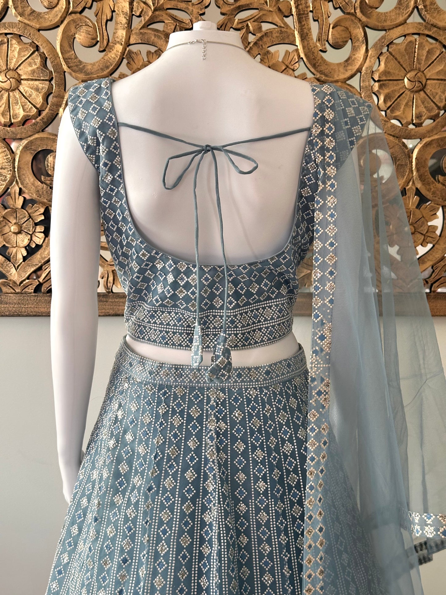 AVNIKA ICE BLUE SHIMMER LEHENGA SET