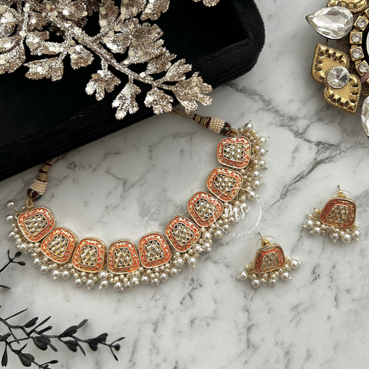 SUHANI - PEACH NECKLACE SET