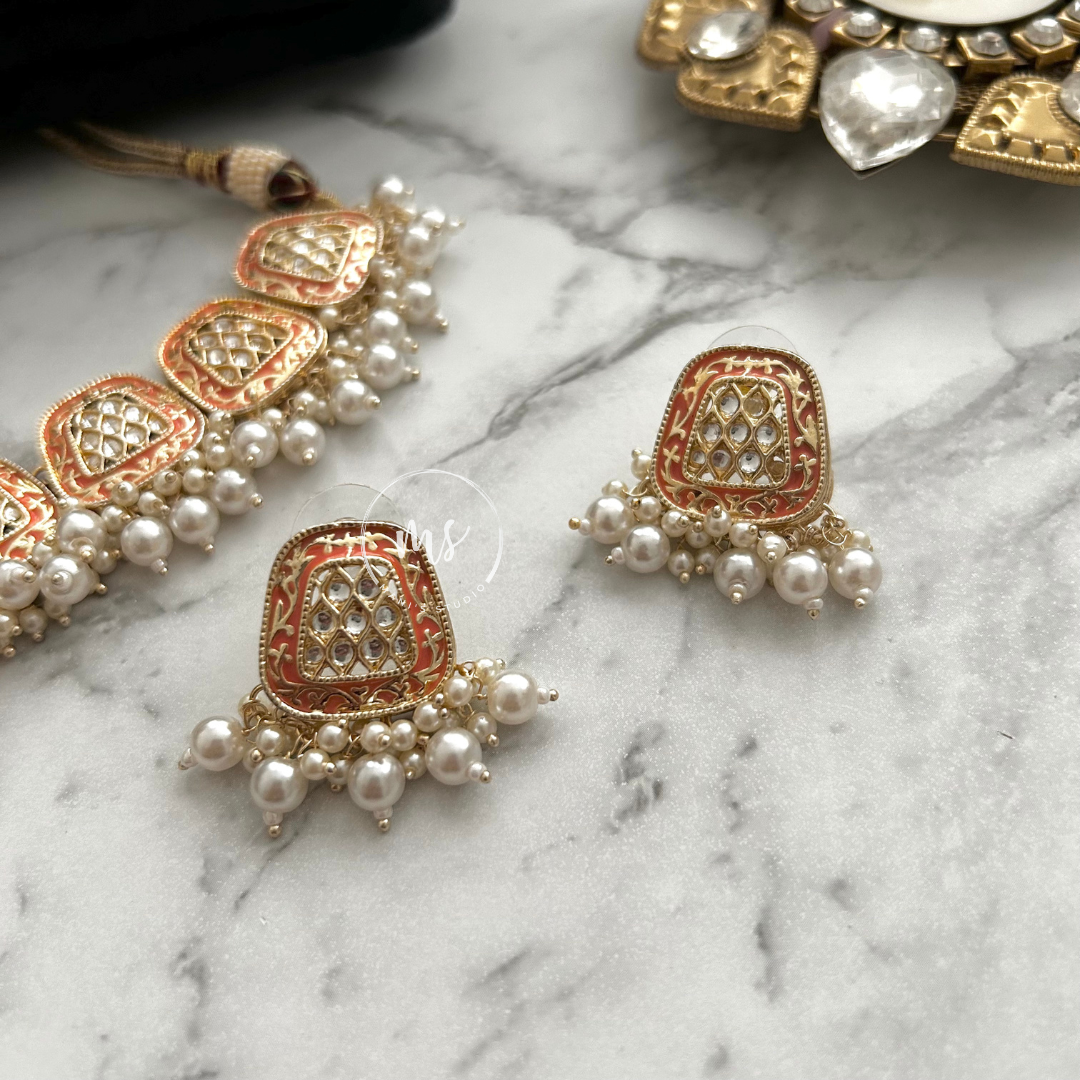 SUHANI - PEACH NECKLACE SET