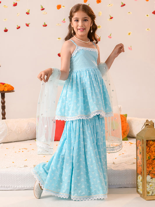 FALAK – SKY BLUE SHARARA SET