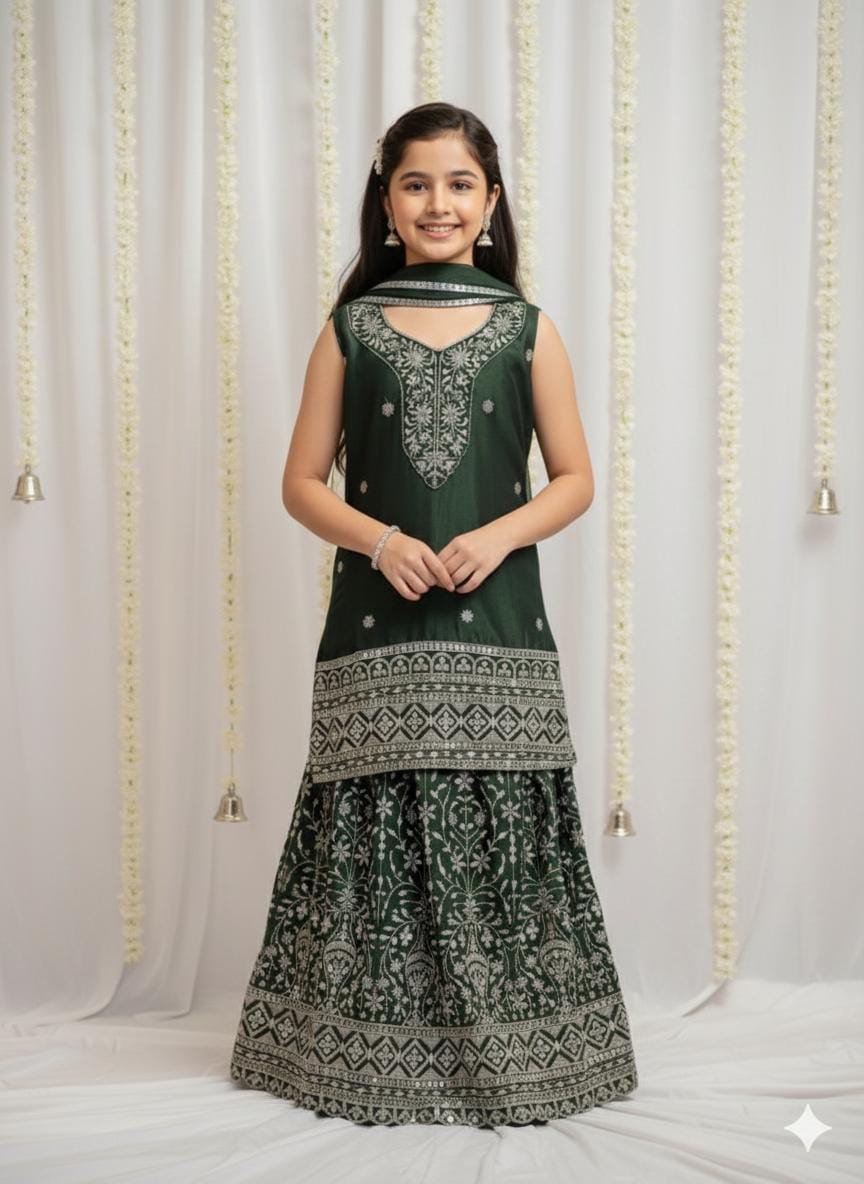 DIYA - GREEN LEHENGA SET
